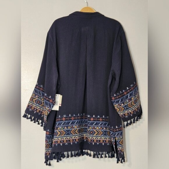 John Mark Indian Summer Embroidered Tunic Style Blouse,  Button Front Sz 2XL - Picture 2 of 12